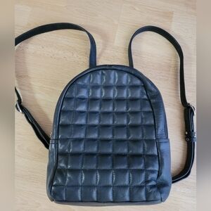 Still Nordic Black Genuine Leather Quilted Backpack